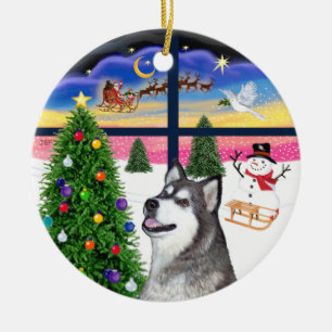 Xmas Window - Alaskan Malamute Ceramic Tree Decoration