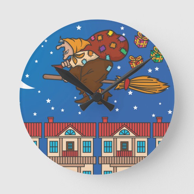 xmas witch Befana Round Clock (Front)