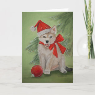 Xmas Wolf Pup Greeting Card