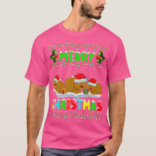 Xmas Wombat Lighting Santa Hat Merry Christmas Wom T-Shirt