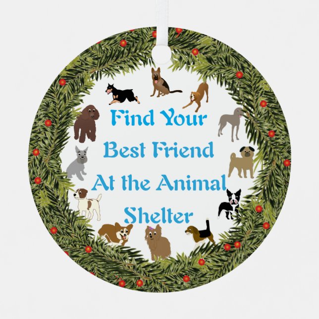 XMas Wreath Next Best Friend Metal Tree Decoration (Front)