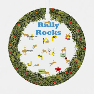 XMas Wreath Rally Rocks Dogs Metal Tree Decoration