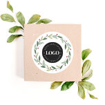 Xmas Wreath & Your Custom Logo Here Business Classic Round Sticker<br><div class="desc">Promote your business with this elegant sticker,  featuring Christmas wreath & custom logo. Easily add your own logo/any image by clicking on the "personalise" option.</div>