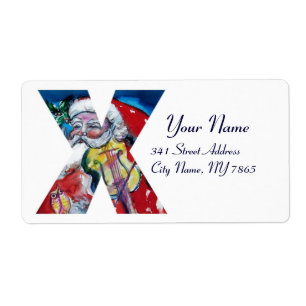 XMAS X LETTER /SANTA CLAUS WITH VIOLIN MONOGRAM