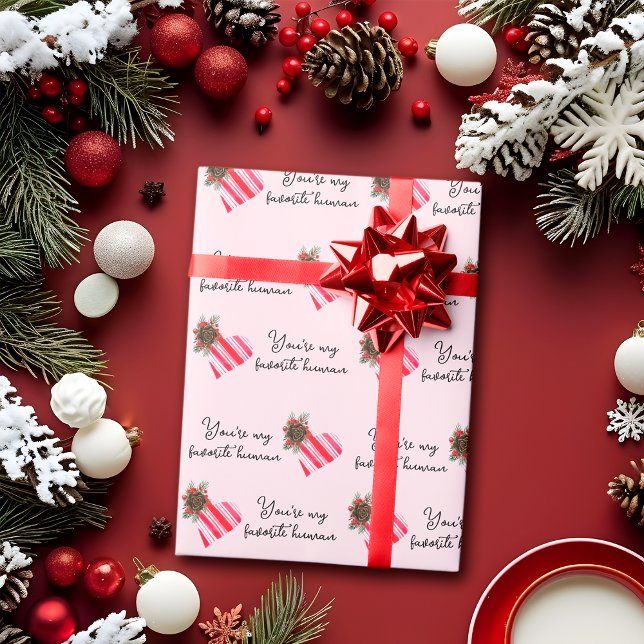 Xmas You're My Favourite Human Pink Christmas Wrapping Paper (Creator Uploaded)