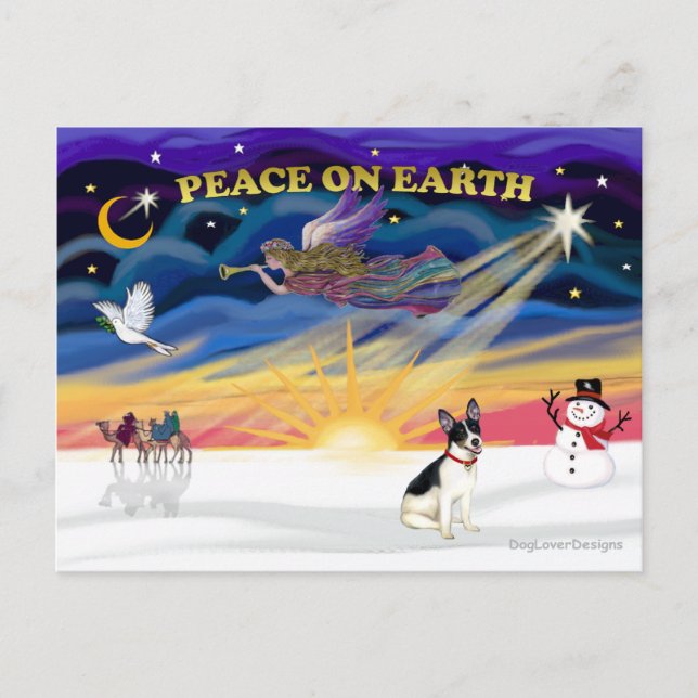 XmasSunrise-Rat Terrier Holiday Postcard (Front)