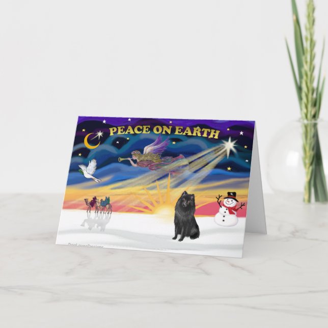 XmasSunrise-Schipperke1 Holiday Card (Front)