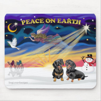 XmasSunrise-Two black Dachshunds Mouse Pad