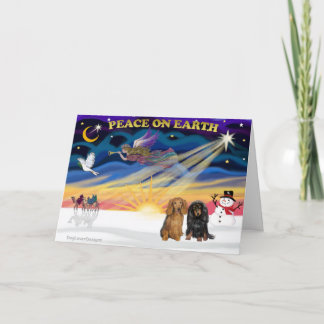 XmasSunrise-Two Dachshunds-LH Holiday Card