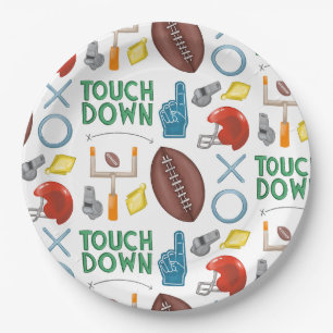 XO Football Season Touchdown First Down Tailgate Paper Plate