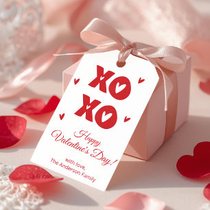 XO Heart Valentine Gift Tag Cute Minimal Design
