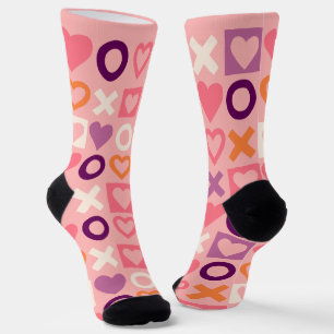 XO Hearts Love Pattern Crew Socks