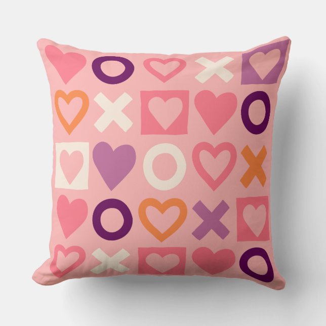XO Hearts Love Pattern Decorative Throw Pillow (Front)