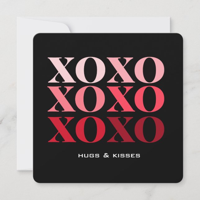  XO  Hugs & Kisses, Valentines Day Holiday Card (Front)