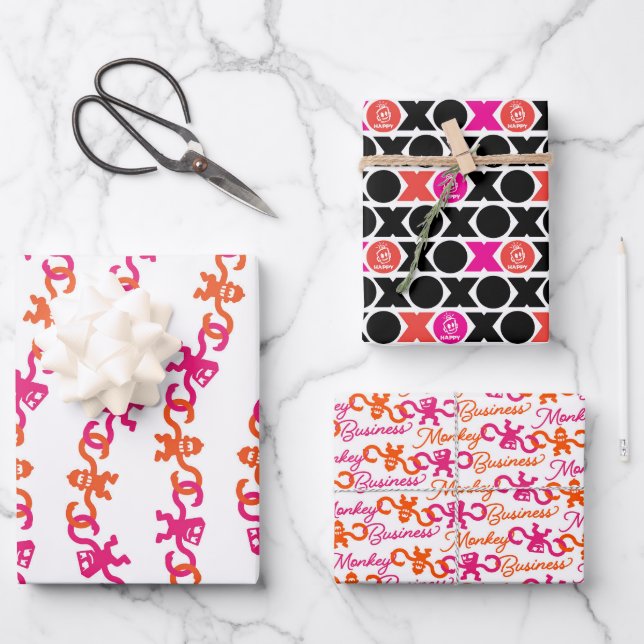 XO Monkey Business Wrapping Paper (Front)