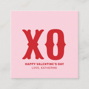 XO pink red modern cute typography valentine's Day Enclosure Card