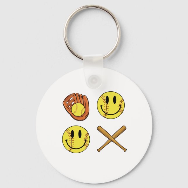 XO softball.png Key Ring (Front)