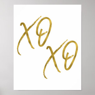 XO XO Hugs and Kisses Love Faux Gold Foil Poster