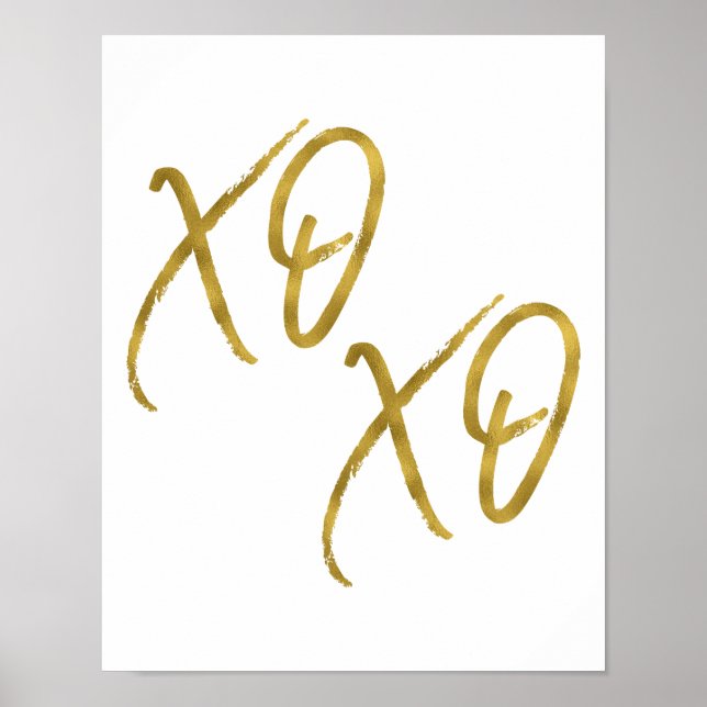XO XO Hugs and Kisses Love Faux Gold Foil Poster (Front)