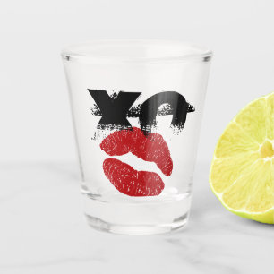 XO XO kiss me retro Shot Glass /Weddings Fun Party