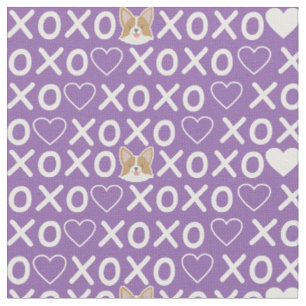 Xo xo love doggy. Sweet heart. Pastel pink Fabric