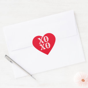 XO XO red white cute modern typography Heart Sticker