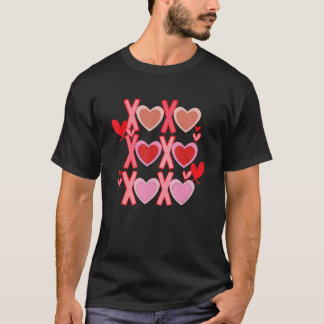 XO XO Valentine Love Heart Retro Valentines Day Ha T-Shirt
