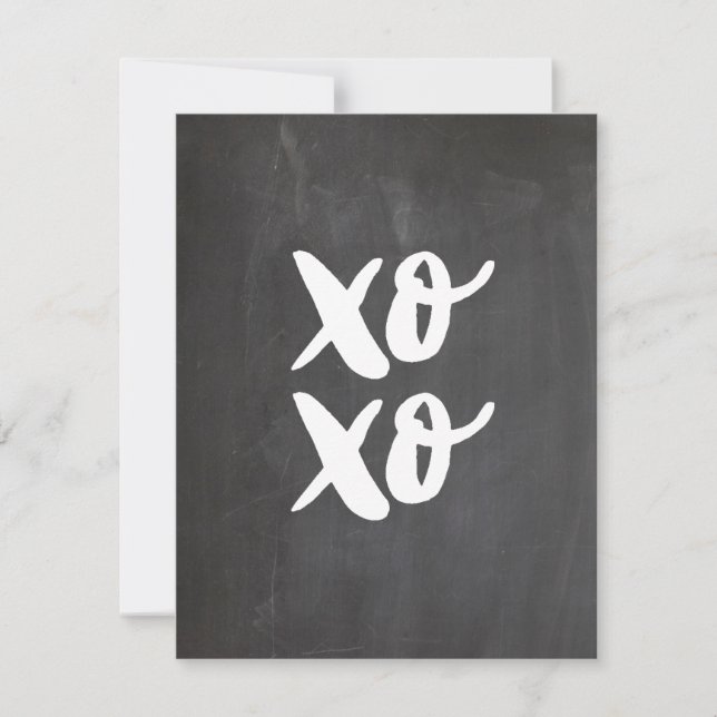 XO XO. Valentines day hugs and kisses. Chalkboard Holiday Card (Front)
