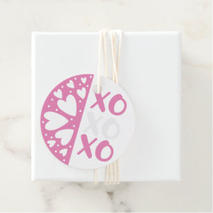 XO XO XO Pink Hearts Valentine Favour Tags