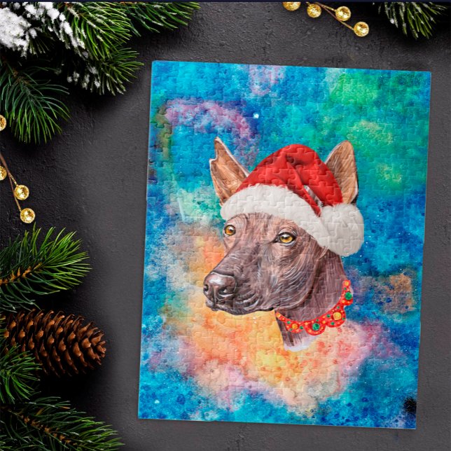 Xoloitzcuintle Perro Mexican Hairless Christmas Jigsaw Puzzle (Creator Uploaded)