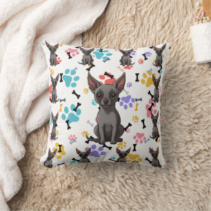 Xoloitzcuintli Bones & Paws Print Cushion