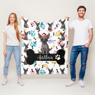 Xoloitzcuintli Bones & Paws Print Fleece Blanket