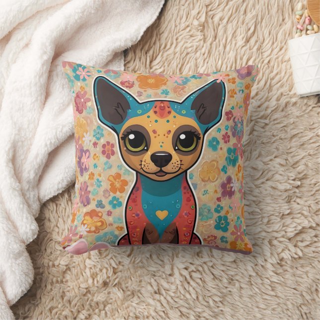 Xoloitzcuintli Floral Print Cushion (Blanket)