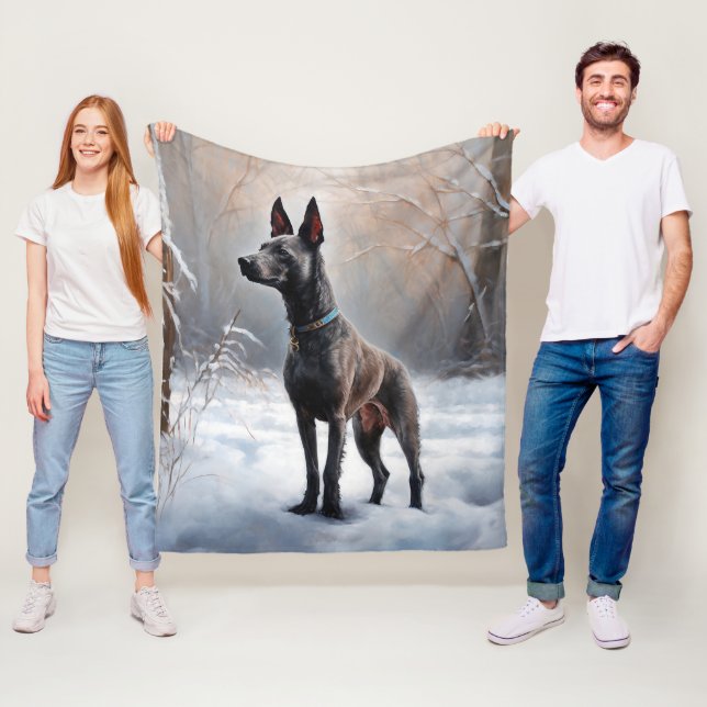 Xoloitzcuintli Let It Snow Christmas Fleece Blanket (In Situ)