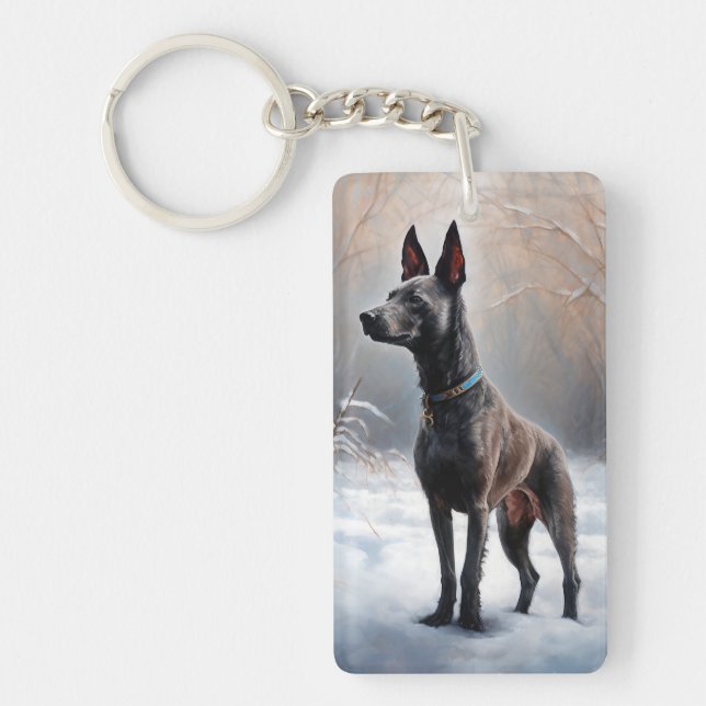 Xoloitzcuintli Let It Snow Christmas Key Ring (Front)