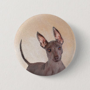 Xoloitzcuintli Painting - Cute Original Dog Art 6 Cm Round Badge