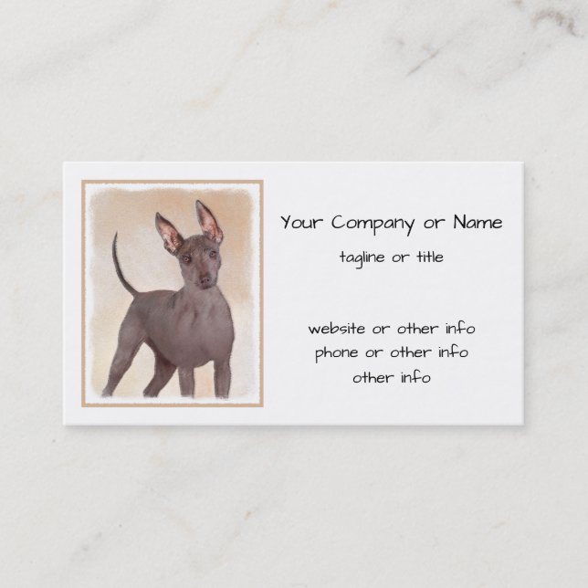 Xoloitzcuintli Painting - Cute Original Dog Art Business Card (Front)
