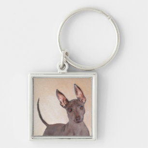 Xoloitzcuintli Painting - Cute Original Dog Art Key Ring