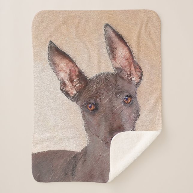 Xoloitzcuintli Painting - Cute Original Dog Art Sherpa Blanket (Front)