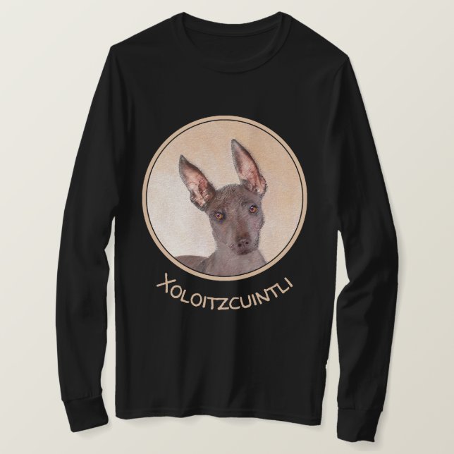 Xoloitzcuintli Painting - Cute Original Dog Art T-Shirt (Design Front)