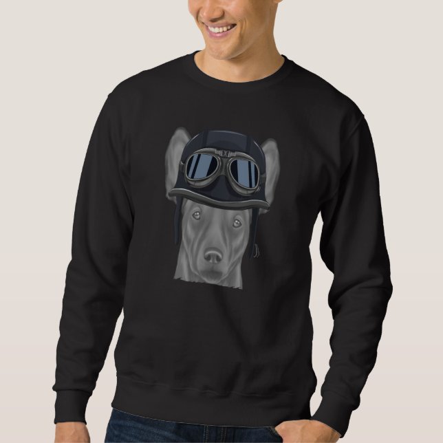 Xoloitzcuintli Wearing Vintage Motorcycle Helmet Sweatshirt (Front)