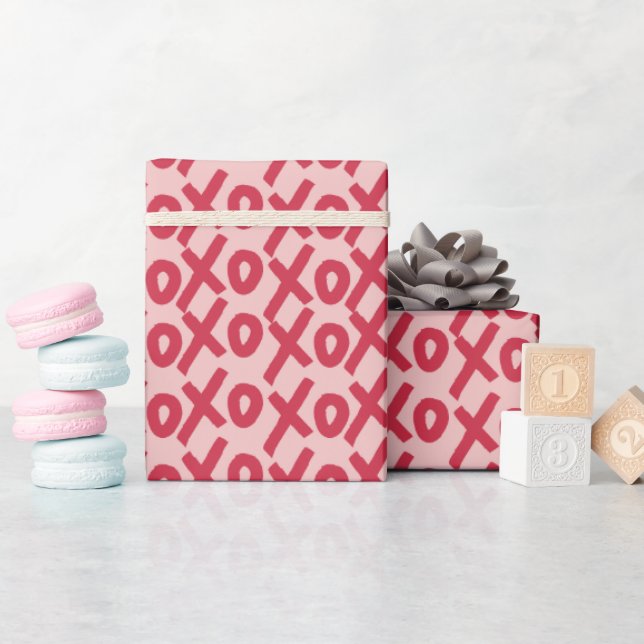 XOXO Aesthetic Dark Light Pink Wrapping Paper (Baby Shower)