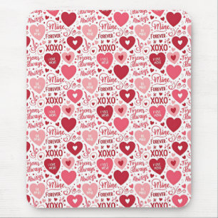 XOXO & Always Be Mine Pink Red Mouse Pad