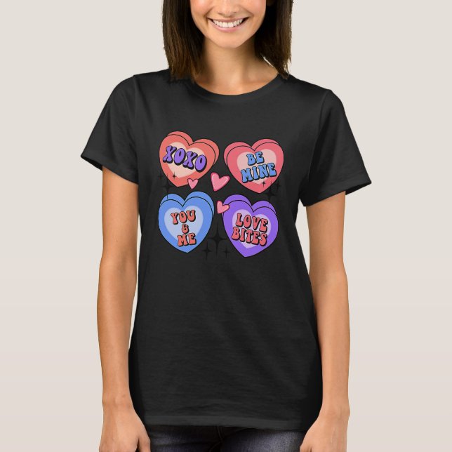 XOXO Be Mine Valentine Retro Teacher Valentines Da T-Shirt (Front)