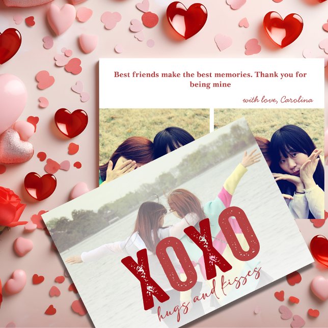 XOXO Best Friends Photo with Custom Message Holiday Card (XOXO Best Friends Photo with Custom Message Holiday Card)