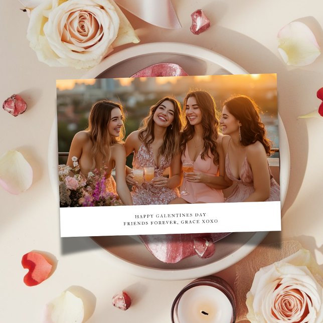 Xoxo Bestie Friends Forever Galentines Day Photo Holiday Card (Creator Uploaded)
