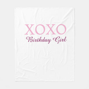 Xoxo birthday girl name pink mauve simple love  fleece blanket