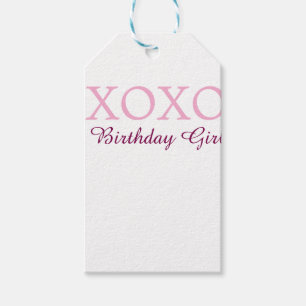 Xoxo birthday girl name pink mauve simple love gift tags