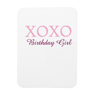 Xoxo birthday girl name pink mauve simple love magnet