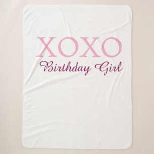 Xoxo birthday girl name pink mauve simple love  sherpa blanket